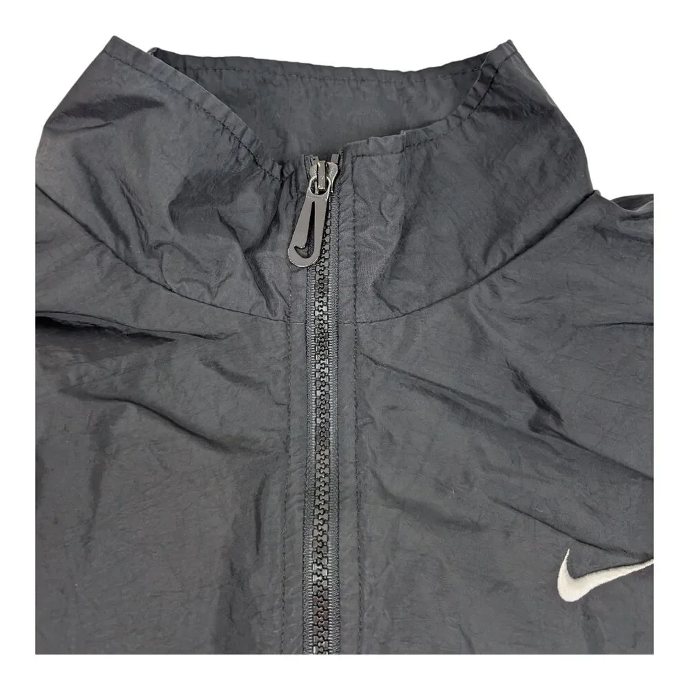 Vintage Nike Jacket Mens M Black Blue Track Windbreaker‎ Swoosh Logo 90s USA